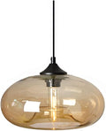 Industrial Pendant Light Shade of Onion Vintage Chandelier E26 Pendant Lighting for Kitchen Island Colorful Glass Cage (Amber)