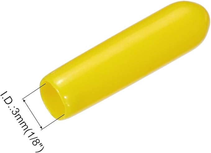 uxcell 20pcs Rubber End Caps 3mm(1/8") ID Vinyl PVC Round Tube Bolt Cap Cover Screw Thread Protectors Yellow
