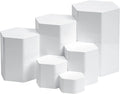 Jetec Hexagonal Jewelry Display Risers Hexagonal Market Display Risers Stands Acrylic Showcase Acrylic Stand for Jewelry Model Figures Decoration, 6 Sizes(White,6 Pieces)