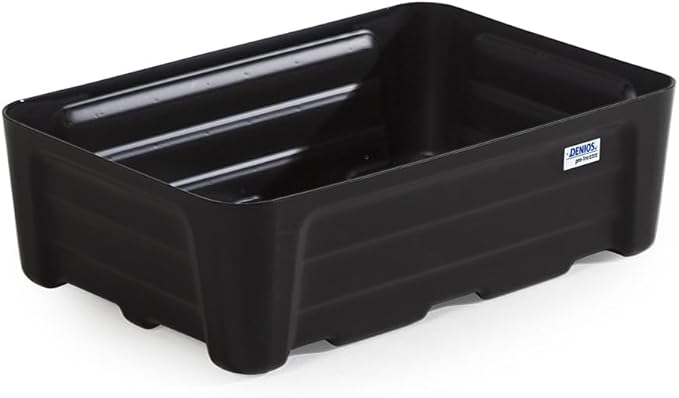 Denios Spill Containment Tray- 7.9 Gallon Spill Tray Capacity - Without Grate- 23.3""X15.8""X7.1 in (Small), Black