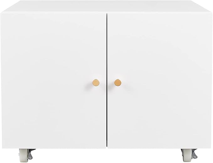 Print Mobile Printer Stand, Rolling Filing Cabinet, Lateral Office Filing Cabinet fits A4 or Letter Size for Home Office (White, H17.72)