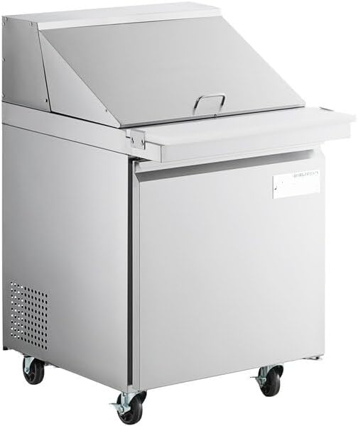 27-Inch ADA Height Commercial Mega Top Refrigerated Sandwich Prep Table, Stainless Steel, 1-Door, 6 Cu Ft Capacity, Digital Control with Auto Defrost, R290 Refrigerant