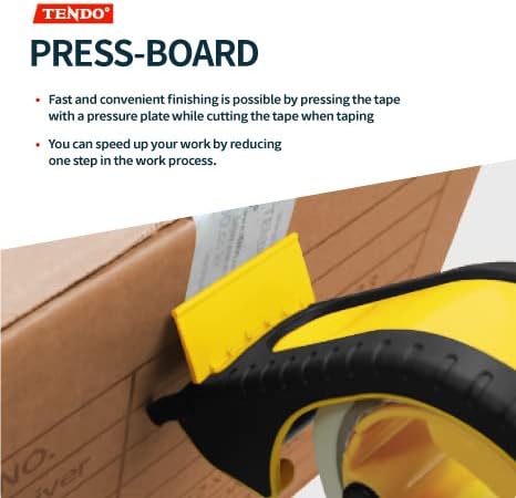 Heavy Duty Shipping Tape Dispenser: TENDO° Premium Line – Reusable, Replaceable, Eco-Friendly 2’’ Master Piece Dispenser for Pros with Patented 10° Sloped Chromium Blades - P-2200 (4th Gen.)_Yellow