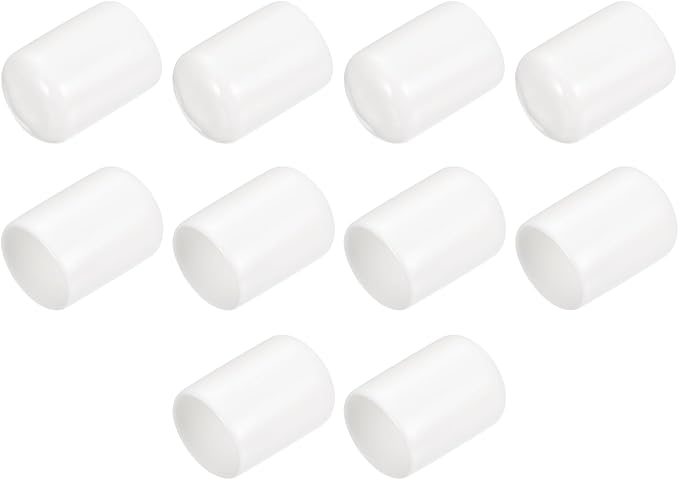 uxcell 10pcs Rubber End Caps 18mm ID Vinyl Round End Cap Cover Screw Thread Protectors White