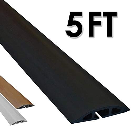 Electriduct D-2 Low Profile Rubber Duct Cord Cover Floor Cable Protector - 5 Feet - Black - Pack of 4 (Raw Rubber Material)