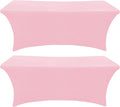 SEPARO 2Pack,6FT Pink Spandex Table Cover Fitted Rectangular Tablecloth Stretchable Tablecloth 6 ft Wrinkle-Free for Party Tradeshows Banquet Weddings Cocktail, 2 Pcs