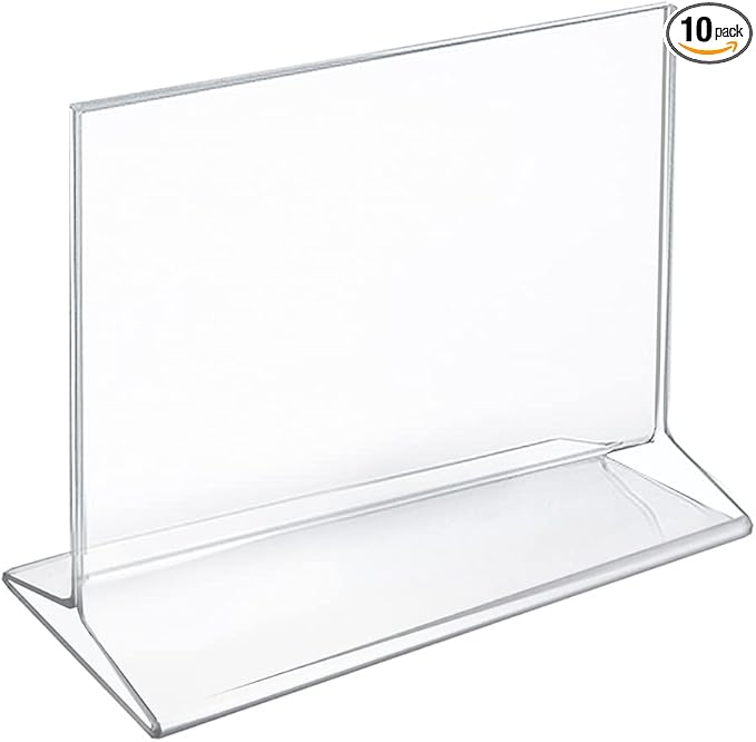 Azar Displays 142707 7-Inch Width by 5.5-Inch Height Top-Load Acrylic Sign Holder, 10-Pack