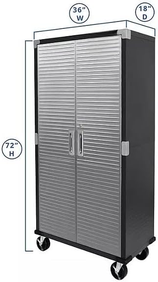 Heavy Duty Storage Solid Stainless Steel Cabinet with Lockable, Adjustable Shelf, Metal Garage Organizer (Graphite, 36" W x 18" D x 72" H)
