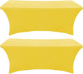 SEPARO 2 Pack 6 Ft Yellow Table Cover Fitted Rectangular Tablecloth Stretchable Fabric Table Cloth 6 ft Wrinkle-Free for Party Tradeshows Banquet Weddings Cocktail