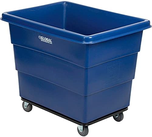 Global Industrial 12 Bushel Plastic Bulk Box Truck, Steel Chassis Base, 1000 lbs. Capacity, 4" Non-Maring Rubber Casters, Red, 38-2/5"L x 28-9/10"W x 33" H