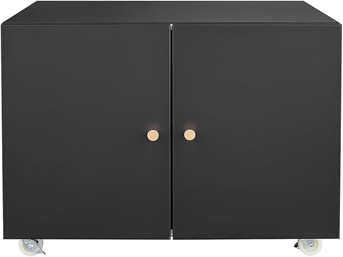 Metal Printer Stand with Storage, Heavy Duty 3D Printer Cabinet on Wheels for Home Office, Table for Printers with Adjustable Shelf Under Desk File Storage Black 17.7''H