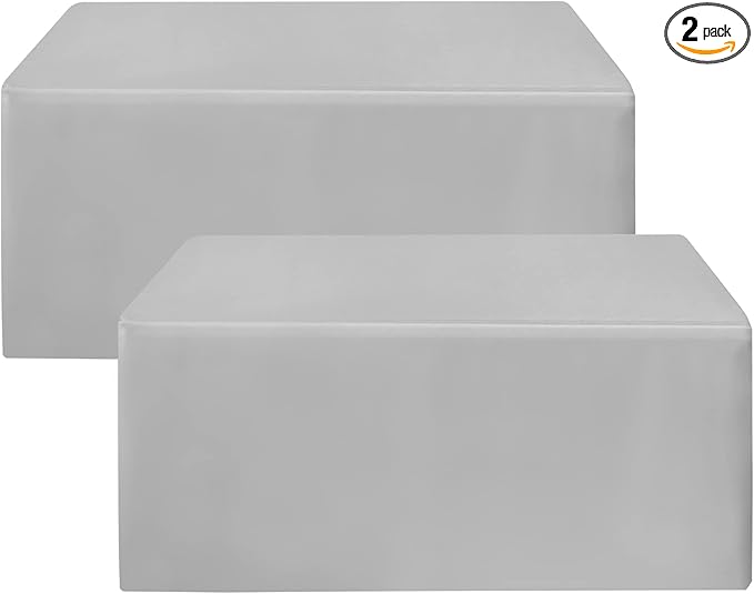 HolidayIdeas Fitted Silver Grey Table Covers - 96 x 30 Inch - 2 Pack Rectangle Tablecloths for 8 Foot Folding Tables, Polyester Fabric Tablecloth for Parties, Farmers Market, Trade Show