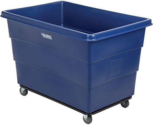 Global Industrial 20 Bushel Plastic Bulk Box Truck, Steel Chassis Base, 1200 lbs. Capacity, 4" Non-Maring Rubber Casters, Yellow, 50-2/5"L x 34-3/5"W x 35-3/5"H