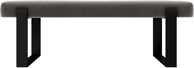 VANT Upholstered Bed Bench - Velvet Gothic Grey - Matte Black - Contemporary Modern, Bedroom Bench Seat, Hallway, or Entryway
