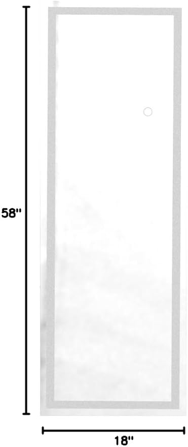 Hasipu Full Length Mirror with Lights, 58" x 18" LED Lighted Floor Standing, Full Body Dressing Hanging Mounted Mirror, Dimmable, Tempered Glass, Safe to Use, Square White