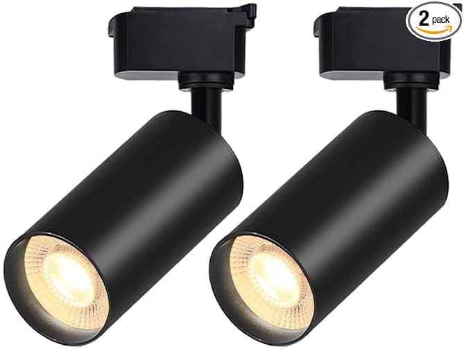Black LED Track Lighting Heads (No Track Rails), 2-Lights 10W Dimmable Track Lights Head Suitable for H Type Rails 6000K Cool White Ceiling Spotlight Fixture for Indoor Home Commercial