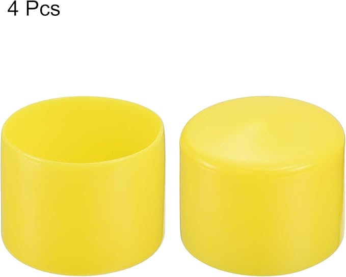uxcell 4pcs Rubber End Caps 55mm(2 3/16") ID Vinyl Round Tube Bolt Cap Cover Screw Thread Protectors Yellow, 40mm Height