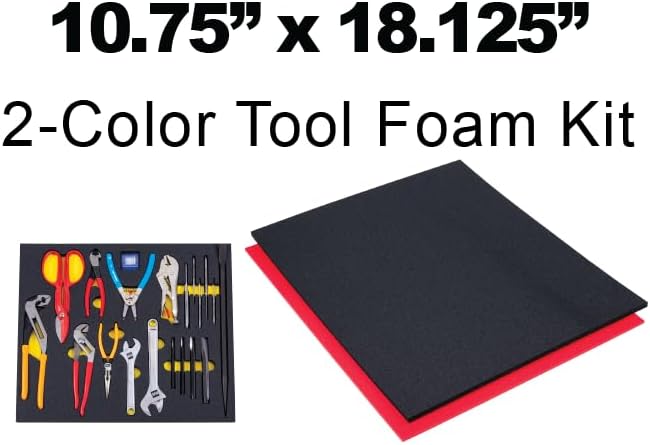 5S TOOL BOX SHADOW FOAM ORGANIZERS (2 COLOR) FITS CRAFTSMAN MODEL# 112225 TOP BOX (10.75" x 18.125", Black Top/Red Bottom)