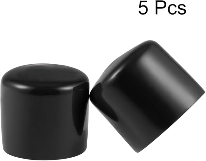 uxcell 5pcs Rubber End Caps 34mm ID Vinyl Round Tube Bolt Cap Cover Screw Thread Protectors Black