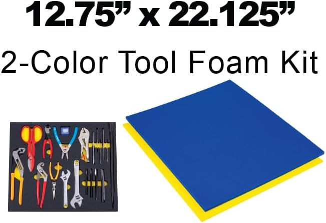 5S Tool Box Shadow Foam Organizers (2 Color) FITS Craftsman Model# 112225 Bottom Box (12.75 x 22.125", Blue Top/Yellow Bottom)…