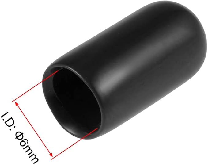 uxcell 20pcs Rubber End Caps 1/4"(6mm) ID Vinyl Round Tube Bolt Cap Cover Thread Protectors Black
