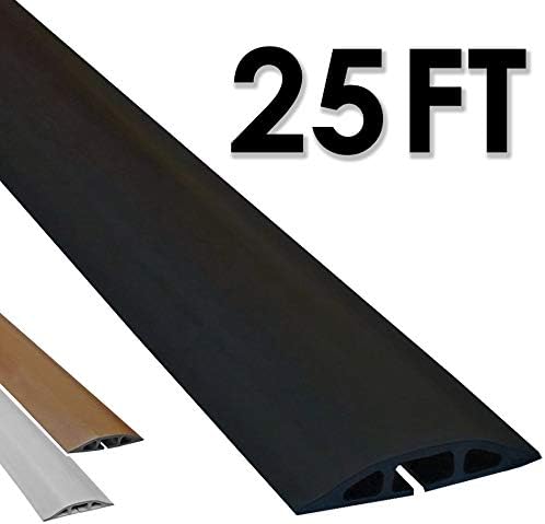 Electriduct D-2 Low Profile Rubber Duct Cord Cover Floor Cable Protector - 25 Feet - Black (Raw Rubber Material)