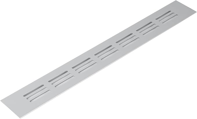 Vent Systems 11.81 x 1.57 (Outer Size) Rectangular Door Vent - Silver Aluminum Vent Cover, Toe Kick Vent Cover - HVAC for Home Improvement Cabinet Vent - Intake/Exhaust Door Return Air Vent