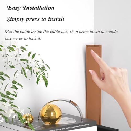 Self-Adhesive PVC Corner Cord Cover - Cable Floor Strip Protector, Wire Hider Channels for Home & Office - Durable Black Cable Management Solution (No.3)