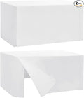 HolidayIdeas 2 Pack Fitted Tableclothes - 48 x 24 Inch - Rectangle Tablecloths for 4 Foot Tables, Versatile Fabric Table Covers for Parties, Holiday Dinner, Trade Show (White)