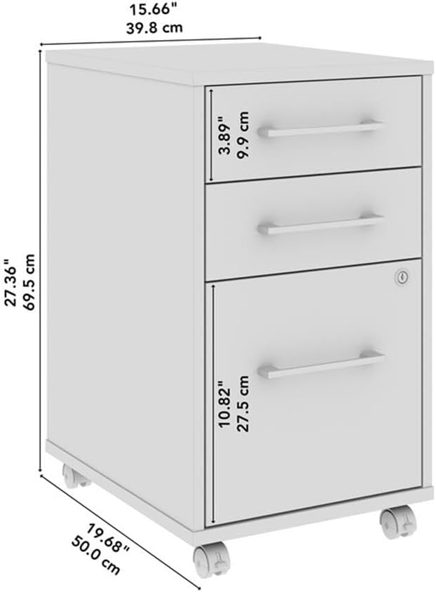 Bush Business Furniture Hustle 3 Drawer Rolling File Cabinet in Natural Elm, Mobile Document Storage for Home and Professional Office