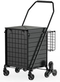 [Upgrade] Shopping Cart for Groceries, 280 LBS Large Grocery Cart with Waterproof Liner, 360° Rolling Swivel Wheels, Heavy Duty Utility Cart Folding Shopping Carts for Laundry Luggage Gift