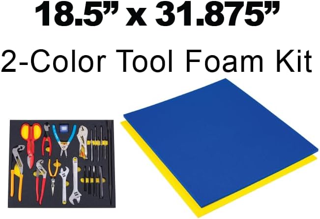 5S Tool Box Shadow Foam Organizers (2 Color) FITS Craftsman Model# 110015 (18.5" x 31.875", Blue Top/Yellow Bottom)…