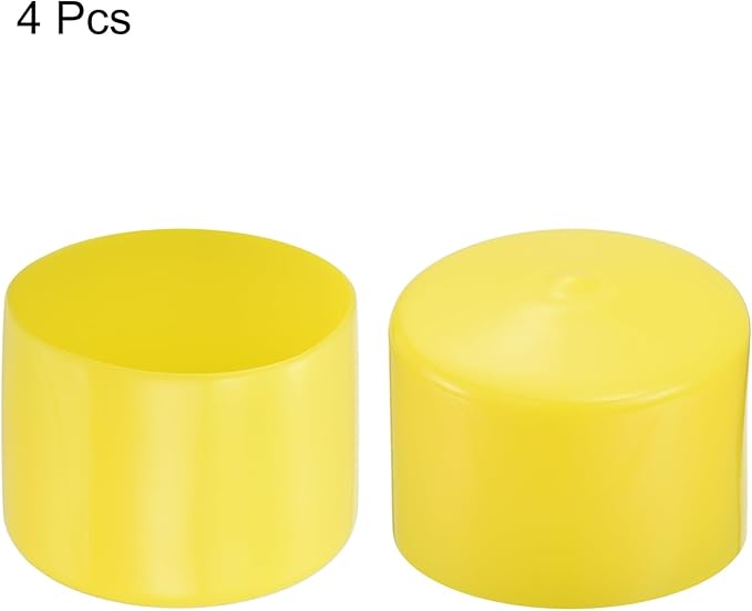 uxcell 4pcs Rubber End Caps 60mm(2 3/8") ID Vinyl Round Tube Bolt Cap Cover Screw Thread Protectors Yellow, 40mm Height