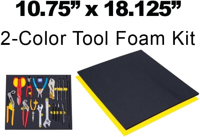 5S Tool Box Shadow Foam Organizers (2 Color) FITS Craftsman Model# 112225 TOP Box (10.75" x 18.125", Black Top/Yellow Bottom)…