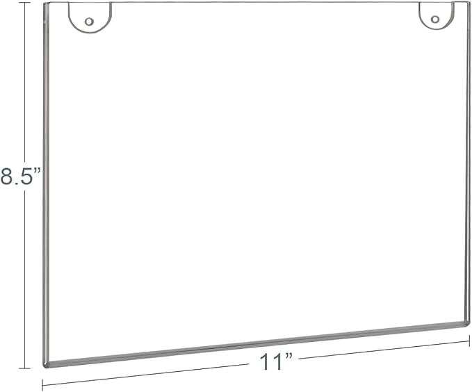 BlueValley 3 Pack Acrylic Wall Sign Holder 8.5x11 Horizontal - Clear Plastic Flyer, Document & Poster Frame for Office, Restaurants, Classrooms, Trade Shows - Wall Mounted Display with Screws & Adhesive Tape