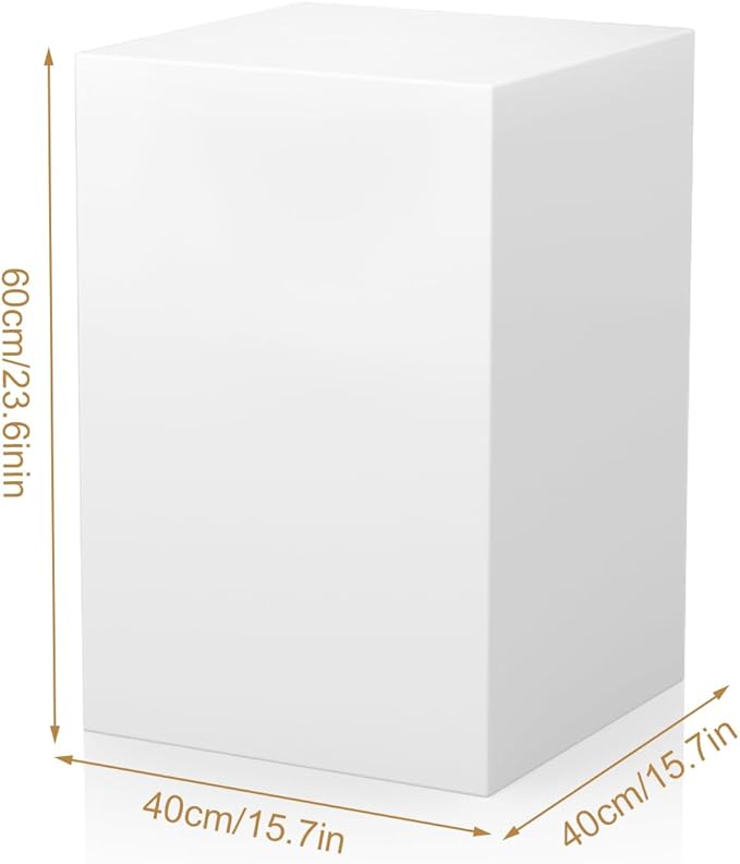 Cube Display Pedestal Stand for Bridal Shop, Square White Display Risers Columns, Party Event Decor Platform Base Tables for Boutiques Wedding Birthday Party Exhibition (15.7*15.7*23.6in)