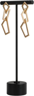 GemeShou Black Metal T Shape Earring Display holders, Earring T Stand for Show, T Bar Jewelry Stand for Online Store Photography【Black-Round Base Height 5.3"】