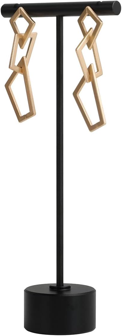 GemeShou Black Metal T Shape Earring Display holders, Earring T Stand for Show, T Bar Jewelry Stand for Online Store Photography【Black-Round Base Height 5.3"】