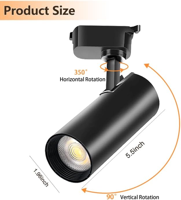 Black LED Track Lighting Heads (No Track Rails), 2-Lights 10W Dimmable Track Lights Head Suitable for H Type Rails 6000K Cool White Ceiling Spotlight Fixture for Indoor Home Commercial