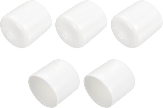 uxcell 5pcs Rubber End Caps 26mm ID Vinyl PVC Round Tube Bolt Cap Cover Screw Thread Protectors White