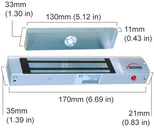 Visionis FPC-5191 300lbs Indoor Electromagnetic Lock with 300 lbs L and Z Bracket for Inswinging Door Maglock