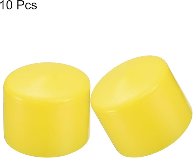 uxcell 10pcs Rubber End Caps 55mm(2 3/16") ID Vinyl Round End Cap Cover Screw Thread Protectors Yellow