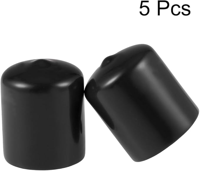 uxcell 5pcs Rubber End Caps 28mm ID Vinyl Round Tube Bolt Cap Cover Screw Thread Protectors Black