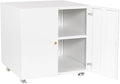 Print Mobile Printer Stand, Rolling Filing Cabinet, Lateral Office Filing Cabinet fits A4 or Letter Size for Home Office (White, H23.62)