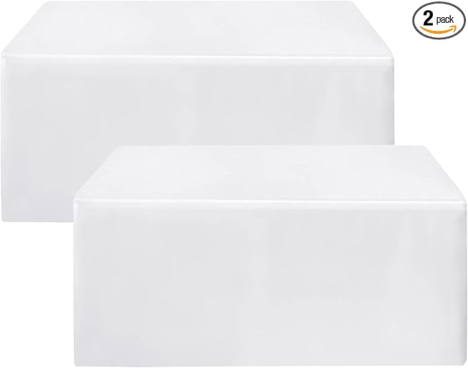 HolidayIdeas Fitted White Tableclothes - 72 x 30 Inch - 2 Pack Rectangle Table Covers for 6 Foot Tables, Polyester Fabric Tablecloths for Christmas, Parties, Wedding, Trade Show