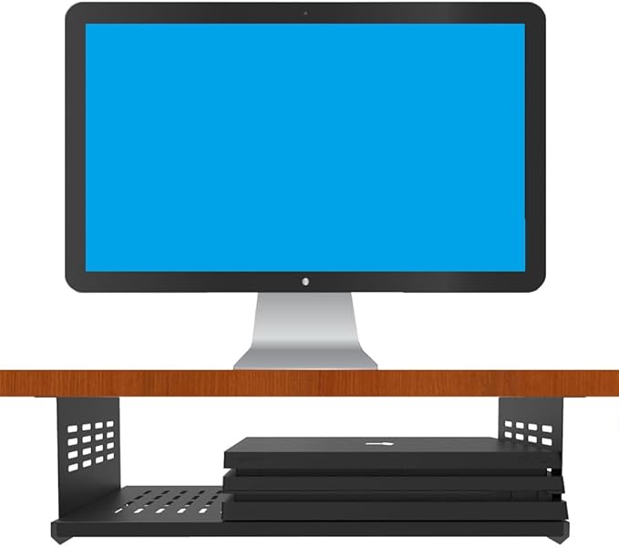 JINGCHENGMEI Under Desk Computer Mount for Small Form Factor SFF Computers and PCs,Using Space 17.3" x H 4" x D 12", Compatible with PlayStation 4, PS4 Slim, PS4 Pro,Gaming Under Desk(4inch High)