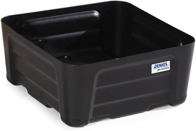 Denios Spill Containment Tray- 5.2 Gallon Spill Tray Capacity -Without Grate- 15.8""X15.8""X7.1 in (Extra Small), Black