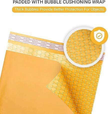 Kraft Bubble Mailers 7.25x12 inch #1 | Self Seal Padded Envelopes | Cushioned Bubble Mailer | Usable Size 7.25x11 | Lightweight mailing Shipping Bags | 200 Pack Bulk | Made in USA