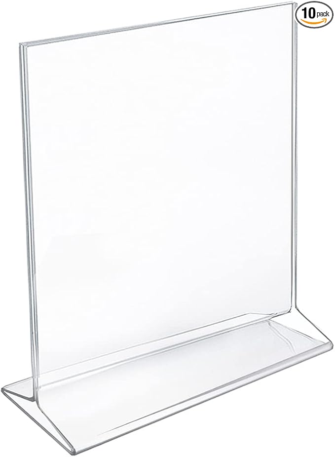 Azar Displays 142709 5.5-Inch Width by 7-Inch Height Top-Load Acrylic Sign Holder, 10-Pack