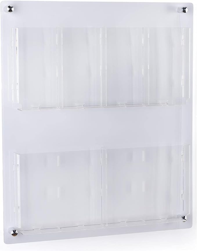 Displays2go Acrylic Literature Holder Wall Mount, 4/8.5" w, 4-8 Pockets - Clear (2RP4CLR)
